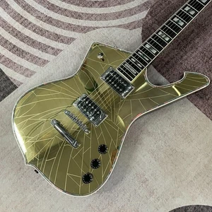 Gold Cracked Mirror ICEMAN Paul Stanley Electric Guitar Abalone Body binding - Picture 1 of 8