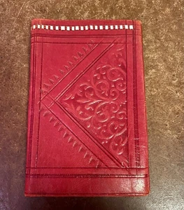 Cartera de cuero de piel de ciervo triple pliegue hecha a mano hecha a mano color rojizo de colección - Imagen 1 de 13