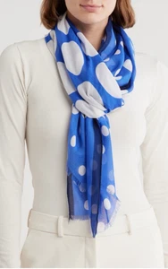 Brandneu mit Etikett Kate Spade Punkte länglicher Schal $ 98 WILDBLAUE IRIS - Bild 1 von 6