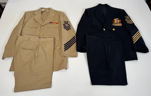 USN US Navy CPO Service Dress Blue & Khaki Uniforms Jacket & Pants w/Medals - Picture 1 of 22