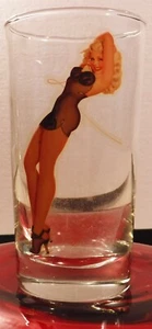 TWO VINTAGE GEORGE PETTY GIRL RISQUÉ HIGHBALL PEEK-A-BOO DRINKWARE 5.25” X 2.75" - Picture 1 of 4