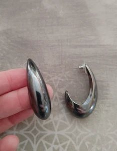 Pendientes cuchara semi aro vintage tono bronce 2" largo - Imagen 1 de 8