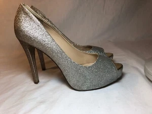 Guess Damen Glitzer Silber Gold High Heels Größe 8 Peeptoe - Bild 1 von 9