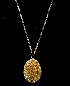 Pyrite Crystal Geode Necklace - Sweater Necklace 32" - Picture 1 of 1