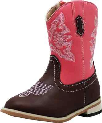 Bota de vaquero rosa/marrón para niñas pequeñas Foto 1 de 2