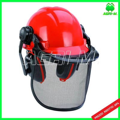 Elmetto protettivo Einhell Caschetto con cuffie e visiera rete boscaiolo foresta