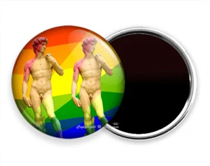 MICHELANGELO DAVID GAY PRIDE HAPPY RAINBOW FLAG FRIDGE REFRIGERATOR NOTE MAGNET - Picture 1 of 1