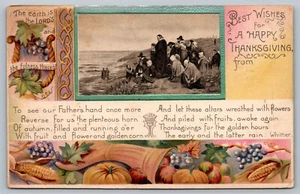 Postkarte Whittier Gedicht Beste Wünsche für ein frohes Erntedankfest Pilgramme geprägt - Bild 1 von 2