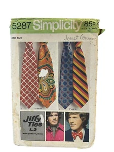 Simplicity Sewing Pattern 5287 Ties Jiffy Vintage - Picture 1 of 3