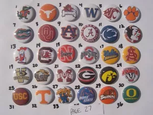 30 Equipos Universitarios Botones Planos de Espalda o Insignias Cabujones Adornos Imán - Imagen 1 de 5