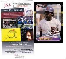 Tony Gwynn Signed 1987 Donruss Card - JSA Authentic