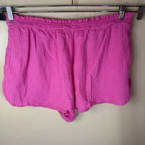 Aerie XL Fuchsia Pink Gauzy Pull On Comfy Shorts Travel Activewear Outdoor - Picture 1 of 6
