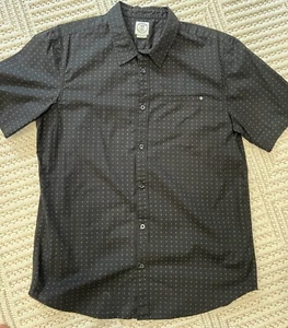 Voyager Men’s Black Print Short Sleeve Button Down Cotton Blend Shirt XL - Picture 1 of 5