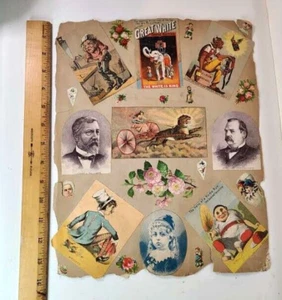 Victorian Trade Card Scrapbook page 2 sides 1880s - 90s Baseball Political LARGE - Picture 1 of 16