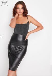LTS Leather Look Pencil Skirt Size UK 8 Stretch Material