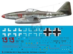Peddinghaus 1/32 Me 262 A-1A "Red 13" Marcas Heinrich Bar EJG 2 Lechfeld 848 - Imagen 1 de 1