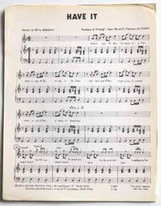 Partition vintage sheet music TERRY SCOTT JR. : Have It * 80's Disco Baudlot - Picture 1 of 1