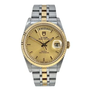 TUDOR Prince Date Day 76213 Champagne Dial Men's Two Tone Automatic Watch - Picture 1 of 9