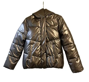 Abercrombie & Fitch KIDS GOLD - Sz 11/12 Puffer Winter Jacket Hoodie Faux Fur - Picture 1 of 6
