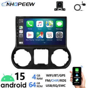 Android 15 For Jeep Wrangler 2011-2014 Car Stereo CarPlay Radio GPS 4GB+64GB - Picture 1 of 12