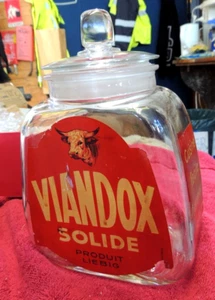Vintage VIANDOX SOLIDE, 1930s RETRO Belgian glass jar and lid ... nice! - Picture 1 of 6