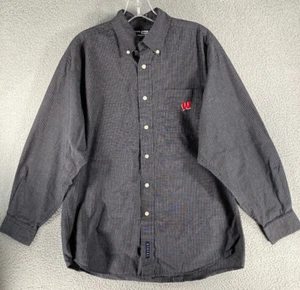 Wisconsin University Badgers Shirt Men's Medium Long Sleeve Button Down Black - Picture 1 of 14