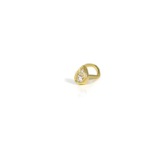 9ct Yellow Gold Created Diamond Pear Nose stud nose ring, ring body jewellery - Foto 1 di 8