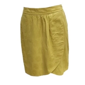 Anthropologie Edme & Esyllte Skirt Mini Gold Tulip Floral Pockets Women's 6 - Picture 1 of 7