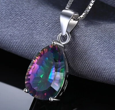 Collar de 30" de plata esterlina 925 genuino para mujer cadena de eslabones Love MysticTopaz D676 Foto 1 de 4