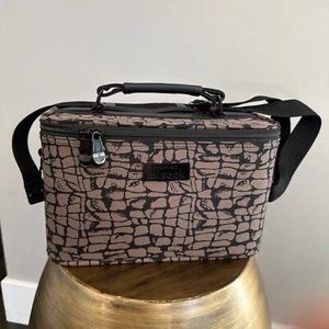 Exclusivamente Misook Estuche Cosmético Bolsa de Viaje Marrón Estampado Animal Patrón 12”x7”x7” - Imagen 1 de 9