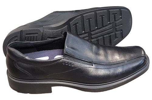 Mocassino slip on ECCO Helsinki nero scarpe a punta shock da uomo taglia US 12 EU 46