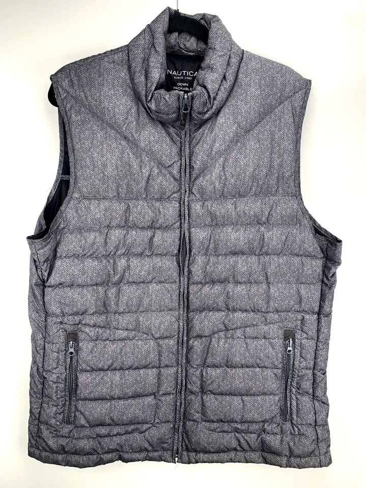 Chaleco acolchado Nautica empacable talla L grande gris espiga Foto 1 de 4
