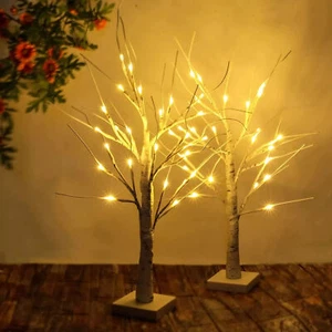 LED Birch Tree Light 144 LED Artificial Tree Lamp with Timer 24inch Battery/USB - Picture 1 of 8