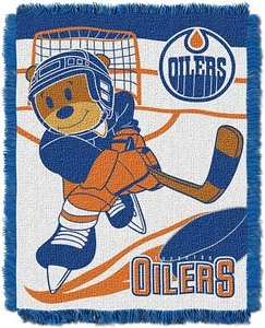 "NHL Edmonton Oilers gewebte Jacquard-Babyüberwurfdecke NEU 36""x46" - Bild 1 von 1