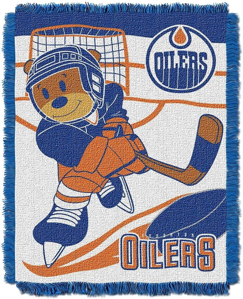 NHL Edmonton Oilers Woven Jacquard Baby Throw Blanket NEW 36"x46" - Image 1 of 1