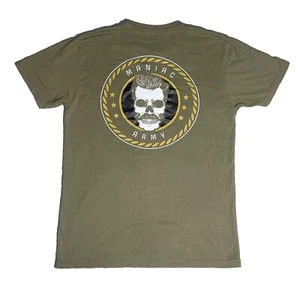 Maniac Army Men’s M Short Sleeve T Shirt Olive Green Double Sided - Picture 1 of 4