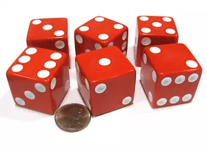 6er Set D6 25 mm großer undurchsichtiger Jumbo-Würfel - rot mit weißem Pip - Bild 1 von 1
