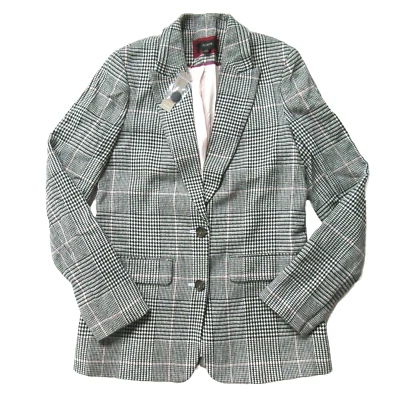 NWT J.Crew Boyfriend Blazer in Black White Plaid Italian Wool Jacket 8 $248 - Image 1 of 4