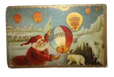 Green 1 Cent George Washington Stamp Rare Lot Of Two On 1918 Postcard  Christmas - Image 1 of 4