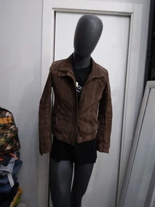 BERSHKA giacca in vera pelle usato uomo man Tg L marrone XYC844L - Picture 1 of 7