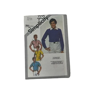 Vintage 80's Simplicity 9995 Teen Boys Polo Shirt UNCUT Sewing Pattern Sz 14-18 - Picture 1 of 2