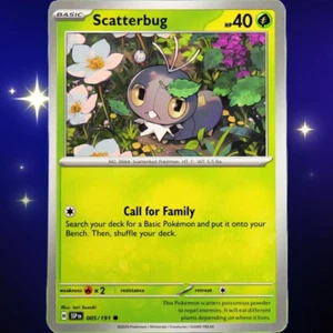Scatterbug - Común - Juego de cartas coleccionables Pokémon Surging Sparks #005/191 - Imagen 1 de 3