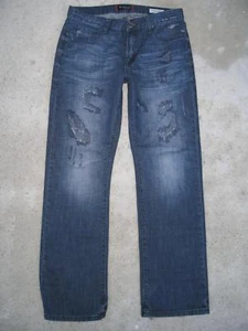 Pantalones de mezclilla rectos para hombre Guess Cresent Fit talla 32 X 31 envejecidos 100 % algodón - Imagen 1 de 11