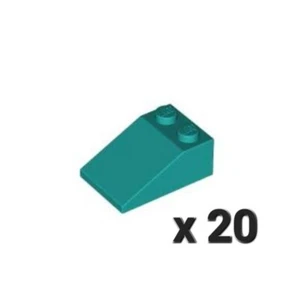 Lego Bulk 20 x LEGO Slope 33 Degree 2x3 Turquoise Lego Roof Tile - Picture 1 of 1