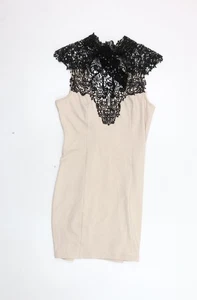 Lipsy Women's Beige Lace Bodycon Dress Size 14 - Picture 1 of 12