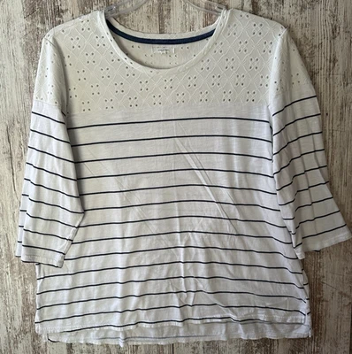 Top tejido al hombro con ojales a rayas blanco azul marino talla XXL de MAURICES para mujer Foto 1 de 4