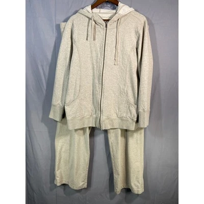 Tommy Bahama Womens Lounge Set Hoodie Pants Beige XL Classic Fit Comfort - Image 1 of 4