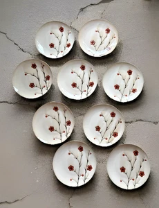 Jessica McClintock Dinner Plates Set of 9 – 11" Red Flowers Coupe Floral Round - Picture 1 of 9