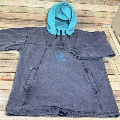 Original Años 80 Op Ocean Azul Pacífico Verde Cambray 1/4 Cremallera Pull Over Grande XL Foto 1 de 4