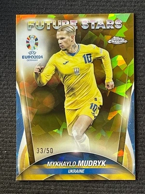 Mykhaylo Mudryk 2024 Topps Chrome UEFA Euro Sapphire Future Stars Gold 33/50 #69 - Image 1 of 2